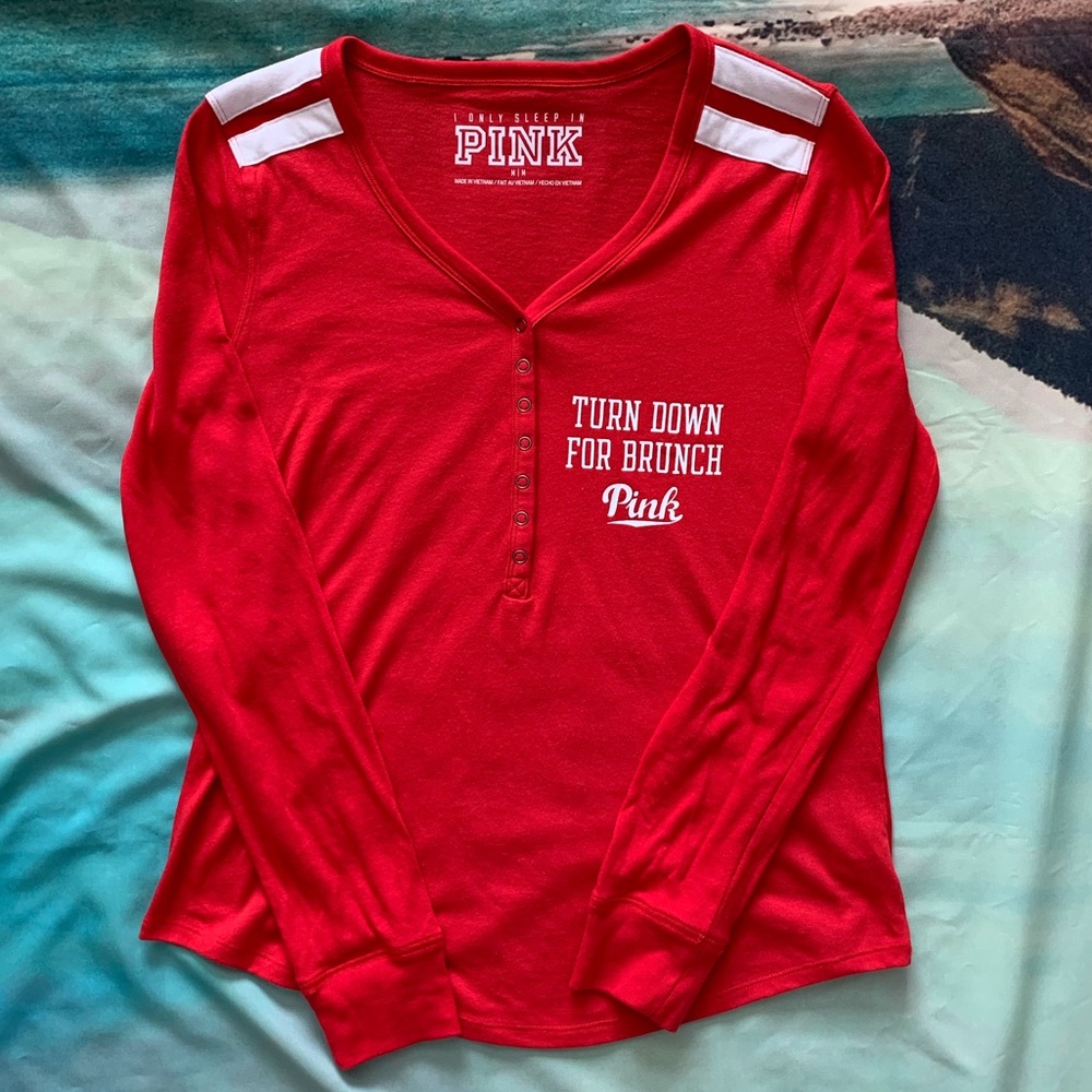 NWOT VS PINK “Turn Down For Brunch” long tee Sz M